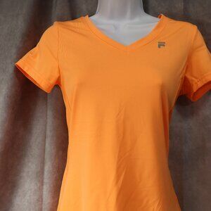Fila Sport Performance Breathable Women's Orange V-Neck Shirt Size XS